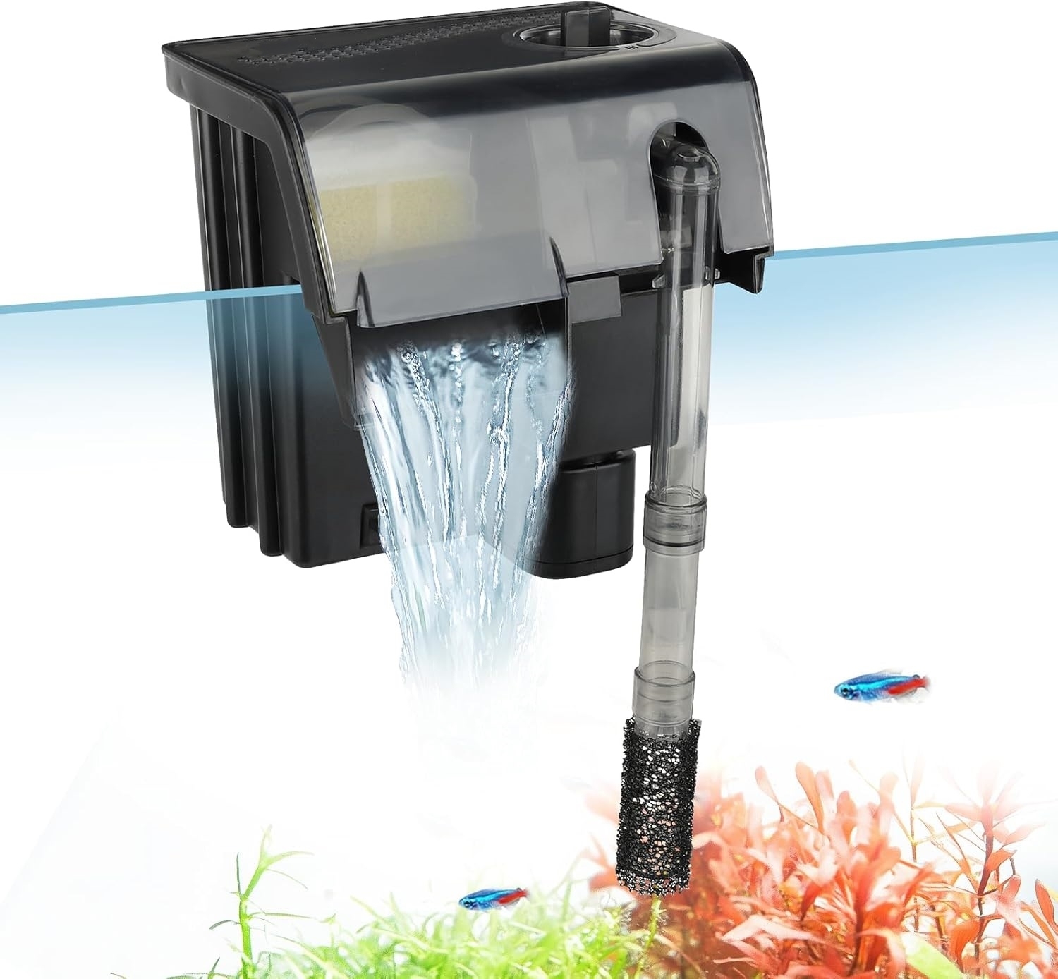 external box for fish tank Aquarium Filter Box, Large Turnover Filter with Waterfall and Adjustable Water Flow, Water Circulation System DIY Tank, Ponds (Color : Gray, Size : 24.5x17.5x35.5cm) : Pet Supplies can put a lot of filter material VNEKVA 3-Layer Fish Tanks Filter