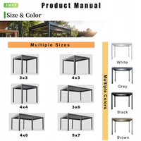 Pergola extérieure en aluminium sur mesure avec toit à lamelles motorisées imperméables, télécommande et éclairage LED pour jardin, villa, hôtel