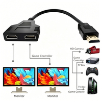 Commutateur vidéo 1080P 1x2 plaqué or à double sortie pour ordinateur, home cinéma, PS5, moniteur, projecteur, TV