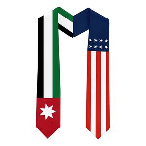 Écharpe de graduation <span class=keywords><strong>Jordan</strong></span> et drapeau américain, châle de graduation pour étudiants étrangers, études internationales, personnalisable - Product Image 2