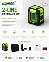 DERUIDA Niveau laser vert 2 lignes autonivelant, outil de mesure horizontal et vertical pour la construction et le carrelage