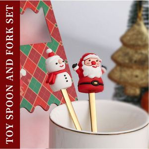 Juego de Cubiertos Navideños, Cuchara de Café con Dibujos Animados, Cuchara de Postre de Papá Noel, Tenedor de Frutas, Caja de Regalo - Product Image 6