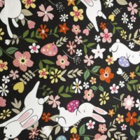 Tissu en toile de coton 8 oz imprimé numériquement sur mesure, motif floral lapin, minimum 1 m pour sacs, coussins et artisanat textile pour enfants