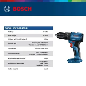 <span class=keywords><strong>Perceuse</strong></span> à percussion sans fil <span class=keywords><strong>Bosch</strong></span> GSB 185-LI <span class=keywords><strong>18V</strong></span>, 1900 tr/min, tournevis électrique multifonctionnel, outils électriques (sans batterie) - Product Image 4