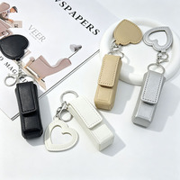 Porte-clés en cuir PU pour baume à lèvres, étui portable pour rouge à lèvres, pochette de rangement pour femmes