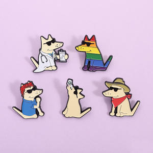 可爱彩虹太阳镜狗医生 LGBT 风格胸针软珐琅徽章珠宝礼物 - Product Image 1