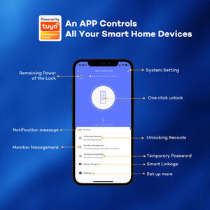 थोक फैदुरा डिजिटल जस्ता मिश्र धातु सुरक्षित कीलेस इलेक्ट्रॉनिक फिंगरप्रिंट डोर लॉक वॉयस कंट्रोल - Product Image 6
