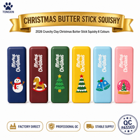 TONGXIN Lot de jouets squishy en forme de bâtonnets de beurre de Noël, jouets à presser en argile craquante, 6 styles festifs, vente en gros, OEM, logo personnalisé, faible MOQ