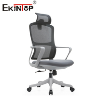Chaise de bureau exécutive moderne à dossier haut Ekintop, chaise de visiteur en maille pivotante ergonomique, chaise de personnel avec appui-tête réglable, chaises de bureau
