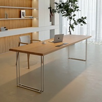 Bureau d'ordinateur en bois de pin massif, grand bureau moderne sur pieds, pour bureau à domicile ou salon