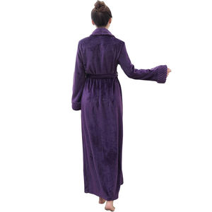여성용 긴 목욕 가운 봉제 부드러운 양털 목욕 가운 잠옷 숙녀 잠옷 잠옷 하우스 코트 - Product Image 2