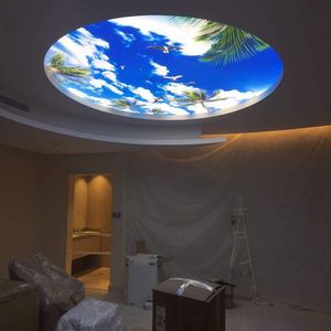 Decoratieve materialen akoestisch blauwe hemel witte wolken patroon plafond stretch dubbelwandig stof plafond - Product Image 2