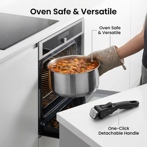 Batterie de cuisine en acier inoxydable 18/10 avec logo personnalisé, poignée <span class=keywords><strong>amovible</strong></span>, empilable, gain de place, <span class=keywords><strong>casseroles</strong></span> et poêles, compatible induction, vente en gros - Product Image 2