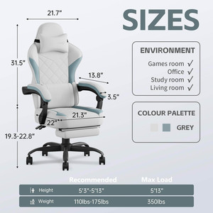 Pièces de rechange pour accoudoirs, <span class=keywords><strong>tapis</strong></span> de chaise pour moquette, siège confortable, chaise de travail, de streaming et de jeu avec base stable, design moderne - Product Image 3
