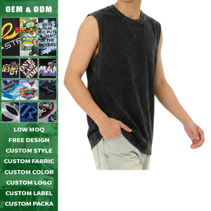 Débardeur en coton lavé vintage 230g, bords bruts déchirés, coupe musclée, streetwear d'été pour homme - Product Image 5