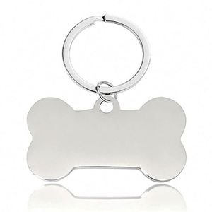Pet ID Tag Dog Bone Keychain Mirror Polished Stainless Steel Collar Bone Tag Keyring DIY Jewelry Making Accessory Blank <b>Key</b> <b>Ring</b> - Product Image 3