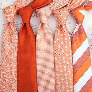 <span class=keywords><strong>Cravate</strong></span> orange pour hommes d'affaires rétro mode chemise de gentleman de haute qualité costume <span class=keywords><strong>cravate</strong></span> à la main - Product Image 1