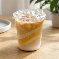 Gobelets à café Boba en plastique jetables transparents écologiques à paroi simple avec couvercles en dôme, options de logo, tailles personnalisées