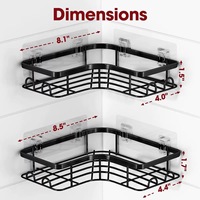 Étagère murale triangulaire moderne à double niveau en fer pour cuisines, rangement non pliable avec support à casseroles sans perçage, design d'angle