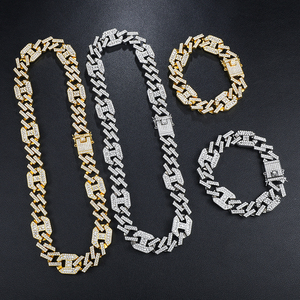 Collier à figurine cubaine 2 tons, chaîne en Zircon, or blanc 18k et 17mm, de haute qualité - Product Image 2