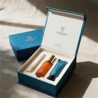 Boîte magnétique personnalisée et boîte cadeau bleue pour ensemble de soins de la peau et emballage de luxe, épaisseur du papier personnalisée
