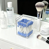 Boîte de rangement transparente et durable en acrylique étanche pour coton-tiges, cotons hydrophobes et tampons, organisateur de cosmétiques pour salon