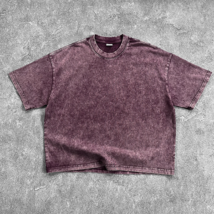 Camiseta Corta con Estampado Personalizado y Lavado Ácido, Estilo Vintage Hip Hop para Hombre, Corte Cuadrado 2026 - Product Image 6