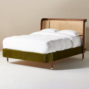 <span class=keywords><strong>Cama</strong></span> de madera maciza de alta calidad, estilo nórdico minimalista, tejida, doble, grande, para dormitorio de villa, hecha de madera. - Product Image 1