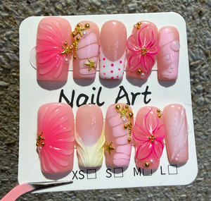 TSZS <span class=keywords><strong>Faux</strong></span> <span class=keywords><strong>ongles</strong></span> à presser 3D style océan, motif floral sculpté, faits main, 10 pièces, magnifiques, de luxe, personnalisés, carrés, réutilisables, en gel - Product Image 1