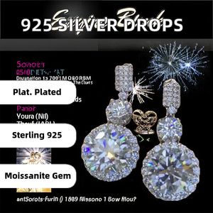 Pendientes de Plata 925 Originales con Moissanita de Corte Brillante de 12 Quilates en Total, Regalo para Niños, Joyería Fina para Bodas - Product Image 2