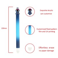 Pena Klik Desain Astronot Plastik Fashion Kustom O&Q, Dapat Dihapus, Tombol Samping, Bodi Gradasi, Tinta Merah/Hitam/Biru 0.5mm, Unik