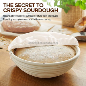 Quality Banneton <b>Bread</b> Proofing <b>Basket</b> with Essentials Set 10 Inch Oval and 9 Inch Round Rattan <b>Baskets</b> with Linen Liners - Product Image 2
