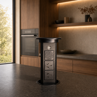 Prise de courant motorisée escamotable intelligente pour bureau avec chargeur sans fil 15W, étanche IP44 pour îlot de cuisine, maison et bureau