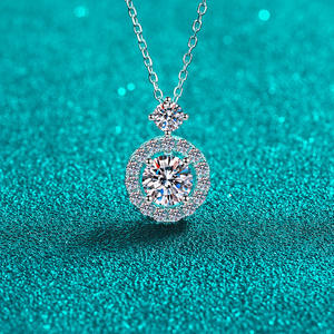 สร้อยคอเพชรโมอิสทรงกลมกลวง S925สำหรับผู้หญิงสร้อยคอเงินสเตอร์ลิง - Product Image 3