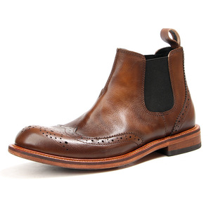 Bottines Chelsea pour hommes, bottines à lacets, cuir de vachette pleine fleur brun, couleur patinée à la main, 531 3 - Product Image 1
