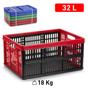 Contenitore di Plastica Pieghevole 32L, Resistente e Riutilizzabile per Organizzazione Domestica, Colori Assortiti - Product Image 1