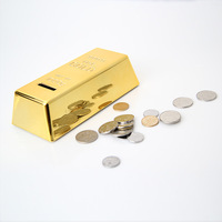 Tirelire en forme de lingot d'or en plastique