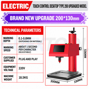 Machine de gravure pneumatique à commande tactile, équipement de marquage électrique sur métal de bureau 200x130 mm, pour plaques signalétiques et gravure sur châssis de voiture - Product Image 3