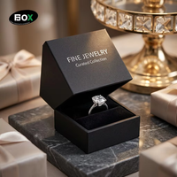 Boîte à bijoux magnétique en carton rigide de luxe de petite taille avec logo personnalisé FUSSEN, doublure en velours anti-rayures