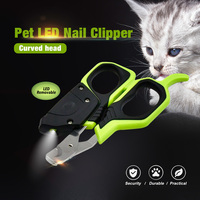 Coupe-ongles et tondeuse pour petits animaux de compagnie, chat, lame incurvée, acier inoxydable, batterie, lumière LED