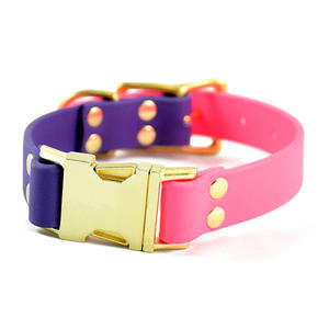 2023 grosir anjing peliharaan warna khusus kontras kalung PVC Set tali kulit personalisasi padat dapat mencetak nama anjing - Product Image 4