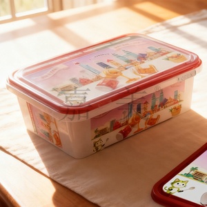 Frozen box for Thai Sweet Chilli Sauce Fruit Spread Jam deli food <b>container</b> IML printed with temper theft lid 1500ML square box - Product Image 3