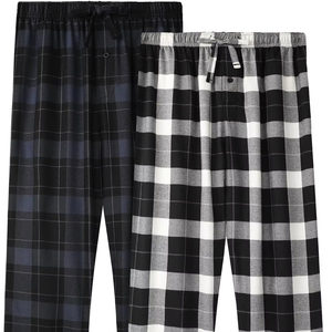 Pantaloni da uomo in tessuto Plaid da uomo morbidi da casa con tasche traspiranti per indumenti da notte lunghi da uomo - Product Image 1