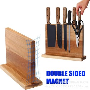 Wooden Magnetic Knife Block 7pcs <b>Desktop</b> Storage Rack For Kitchen Knives And Scissors - Product Image 2