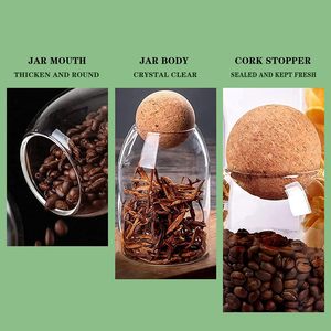 OEM/ODM Home and Kitchen Borosilicate <b>Glass</b> Spice Storage <b>Containers</b> Bottle Jars with Corks Lids for Coffee Pod Food Storage - Product Image 3