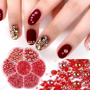 Semicerchio transfrontaliero AB Pearl 7 fiori di prugna in resina Nail Art gioielli in scatola di colore fatti da te strass di plastica all'ingrosso - Product Image 4