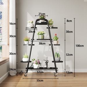 KINNO 2024 nouveau modèle mobile fer Art fleur étagère <span class=keywords><strong>pour</strong></span> salon sol balcon succulente <span class=keywords><strong>plante</strong></span> verte Pot support bibliothèques - Product Image 6