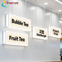 Panneau lumineux LED personnalisé pour menu, utilisation intérieure, rectangulaire, à suspendre au mur, boîte lumineuse LED, dessin de thé au lait à bulles, publicité