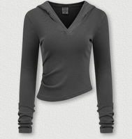 Ensemble décontracté OOTD pour femme : Haut court sexy style fille, col en V, en tissu côtelé long, avec impression personnalisée