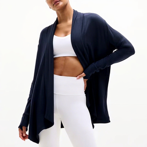 Premium Quality Women's Yoga Wrap Cardigan Spandex/Nylon Loose Fit Breathable New Design with Quick Dry Feature and Front Logo - Product Image 1
